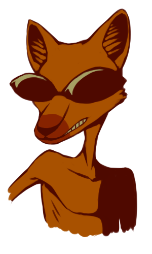 alpha_channel anthro black_nose canid canine cartoon_network clenched_teeth courage_the_cowardly_dog different_artstyle eyewear eyewear_only fox fur looking_aside looking_away low_res male mammal nude orange_body orange_fur simple_background solo standing sunglasses sunglasses_only teeth the_cajun_fox transparent_background unknown_artist