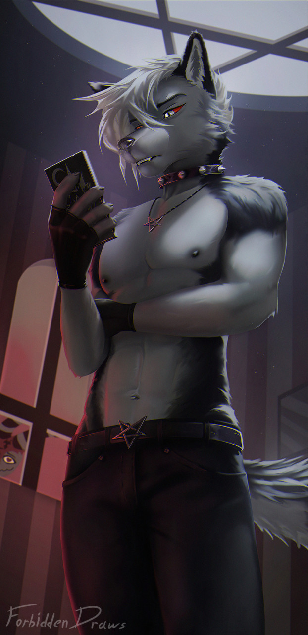 2022 5_fingers abs anthro athletic athletic_anthro athletic_male being_watched belt black_nose blitzo_(helluva_boss) bottomwear canid canid_demon cellphone claws clothed clothing collar crossgender demon digital_media_(artwork) fangs finger_claws fingerless_gloves fingers forbiddendraws ftm_crossgender fur gloves grey_body grey_fur hair handwear hellhound helluva_boss hi_res holding_cellphone holding_object holding_phone holding_smartphone humanoid humanoid_hands imp inner_ear_fluff jewelry looking_at_another looking_at_object looking_at_phone loona_(helluva_boss) male mammal multicolored_body multicolored_fur navel necklace nipples pants pecs pentagram pentagram_belt pentagram_necklace phone portrait red_sclera signature silver_hair smartphone solo spiked_collar spikes standing teeth three-quarter_portrait topless topless_anthro topless_male tuft two_tone_body two_tone_fur white_body white_eyes white_fur window