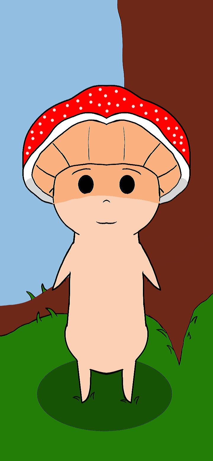 ambiguous_gender anuvisur_(artist) digital_media_(artwork) elemental_creature elemental_humanoid flora_fauna forest fungi_fauna fungi_humanoid fungus hi_res humanoid looking_at_viewer mushroom mushroom_humanoid not_furry nude plant plant_humanoid simple_background smile solo tree