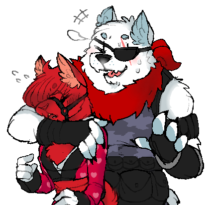 2022 anthro blush camelid clothing digital_drawing_(artwork) digital_media_(artwork) duo embrace epic_games fortnite friendly fur gloves hair handwear happy heartbreaker_(fortnite) hug llama low_res male male/male mammal nervous open_mouth peach- polar_bear polar_patroller_(fortnite) red_body red_fur robe scar simple_background smile ursid ursine video_games white_body white_fur