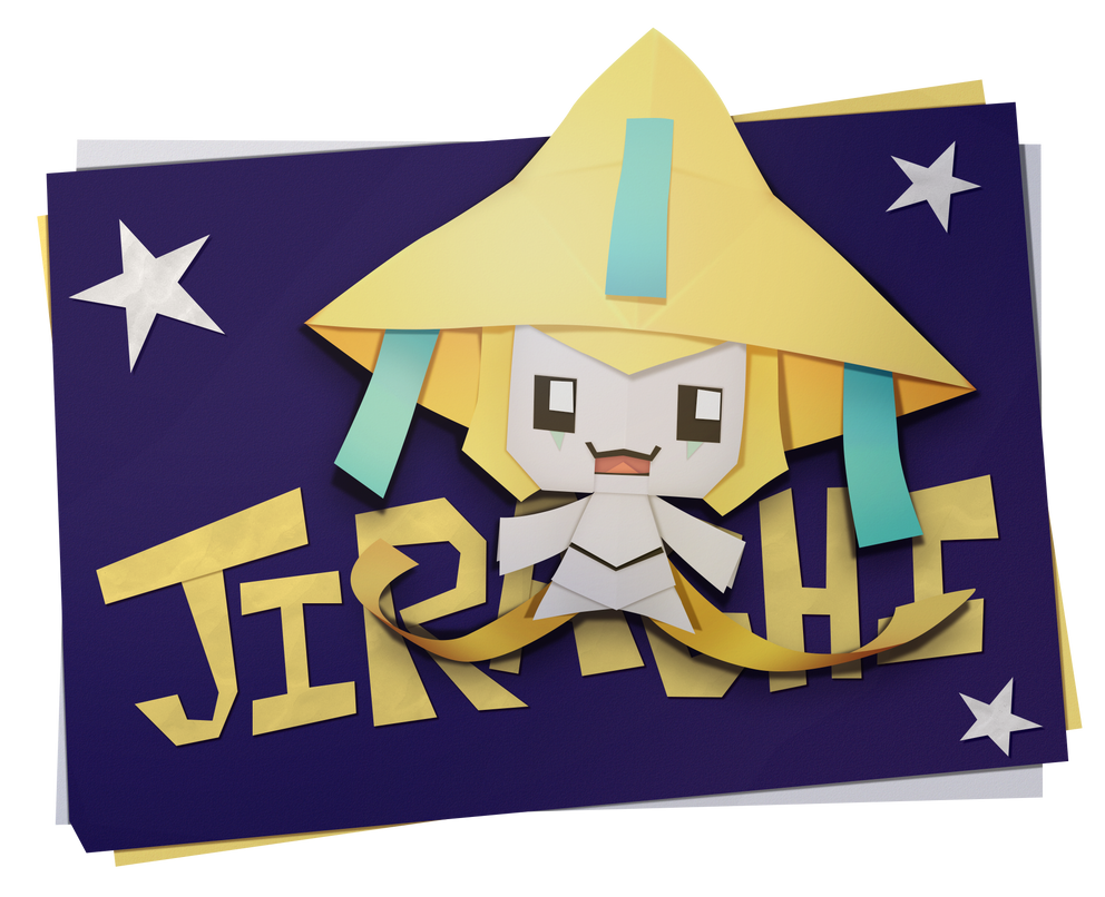 2_tails alien alpha_channel ambiguous_gender animate_inanimate fingerless humanoid jirachi legendary_pok&eacute;mon multi_tail night nintendo open_mouth origami paper papercraft pok&eacute;mon pok&eacute;mon_(species) solo somefoolfp square_eyes star video_games