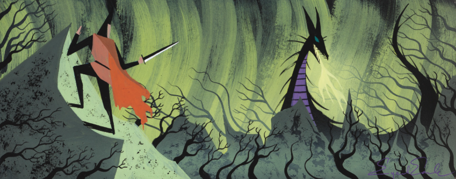 1959 20th_century ancient_art armor breath_powers concept_art disney dragon duo elemental_manipulation eyvind_earle female feral fight fire fire_breathing fire_manipulation forest gouache_(artwork) human interspecies knight larger_feral macro male maleficent mammal melee_weapon official_art outside painting_(artwork) plant prince_phillip_(disney) scalie size_difference sleeping_beauty_(1959) smaller_human sword traditional_media_(artwork) tree warrior weapon western_dragon
