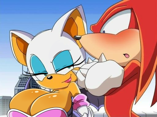 anthro big_breasts blush breasts chiropteran cleavage clothed clothing conditional_dnp digitaldomain123 duo edited_screencap female huge_breasts knuckles_the_echidna male male/female mammal rouge_the_bat sega sonic_the_hedgehog_(series) wings