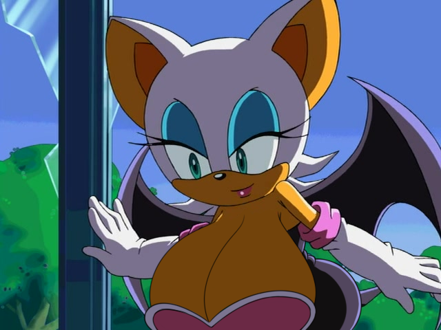 anthro big_breasts breasts chiropteran cleavage clothed clothing conditional_dnp digitaldomain123 edited_screencap female huge_breasts mammal rouge_the_bat sega solo sonic_the_hedgehog_(series) wings