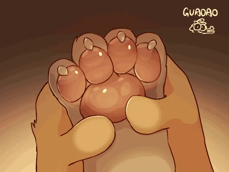 4_toes animated canid canine canis claws domestic_dog etherwuther feet foot_focus foot_grab foot_rub guaoao mammal pawpads paws toe_claws toes