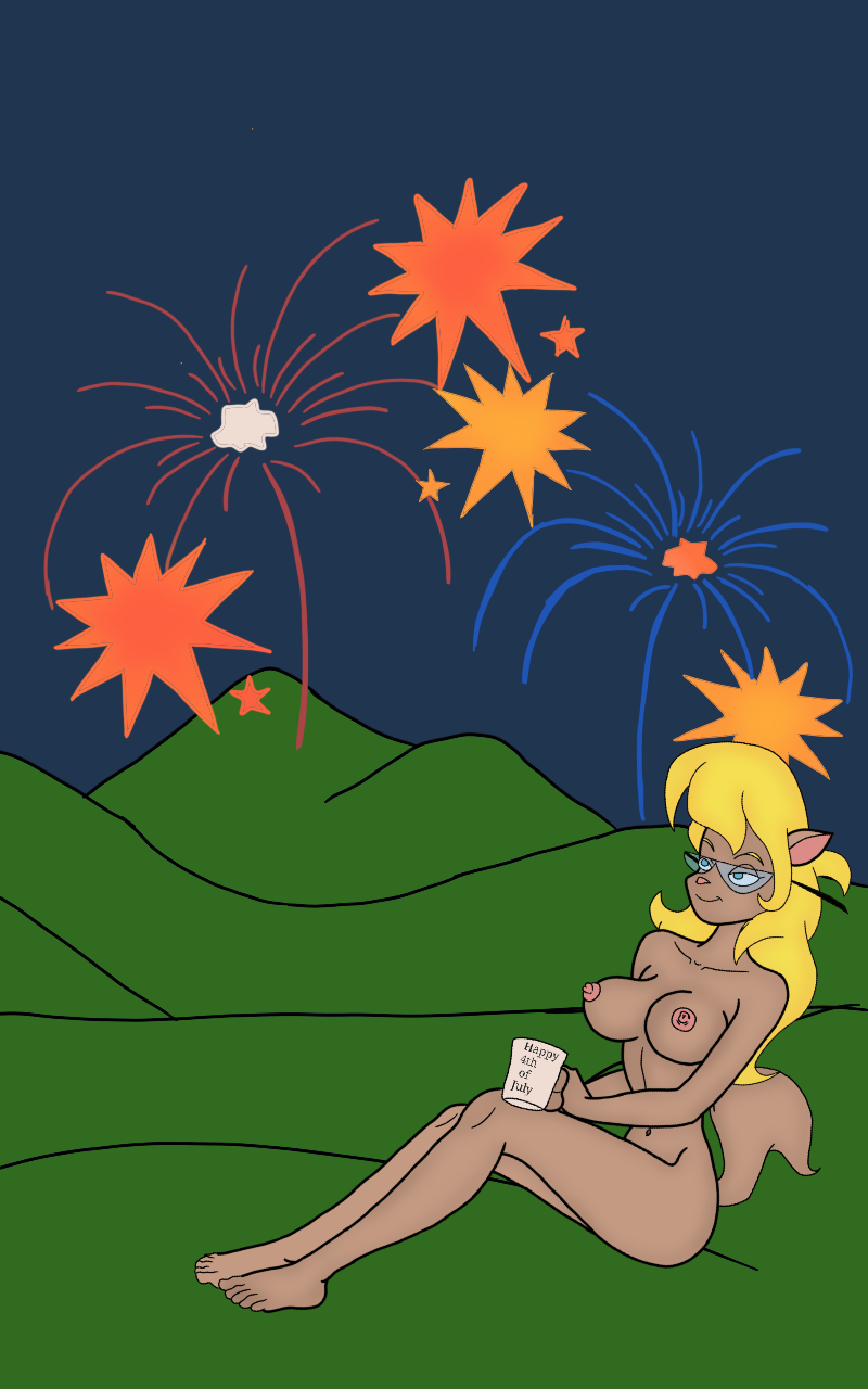 4th_of_july anthro areola blonde_hair breasts callie_briggs container cup domestic_cat dullehan erect_nipples eyewear eyewear_only felid feline felis female fireworks glasses glasses_only hair hanna-barbera hi_res hill holding_cup holding_object looking_up mammal mountain nipples non-mammal_breasts nude public public_nudity sitting smile solo swat_kats tan_body