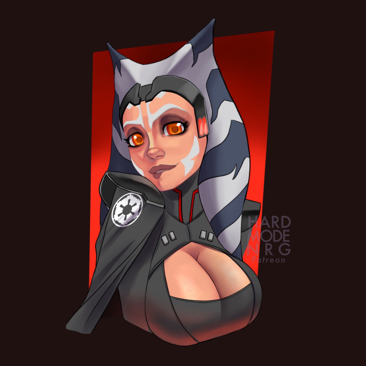 2022 ahsoka_tano alien alien_humanoid breasts bust_portrait cleavage cleavage_cutout clothed clothing eyelashes female hardmoden humanoid lekku_(anatomy) looking_at_viewer not_furry orange_body orange_eyes orange_skin portrait sith solo star_wars togruta