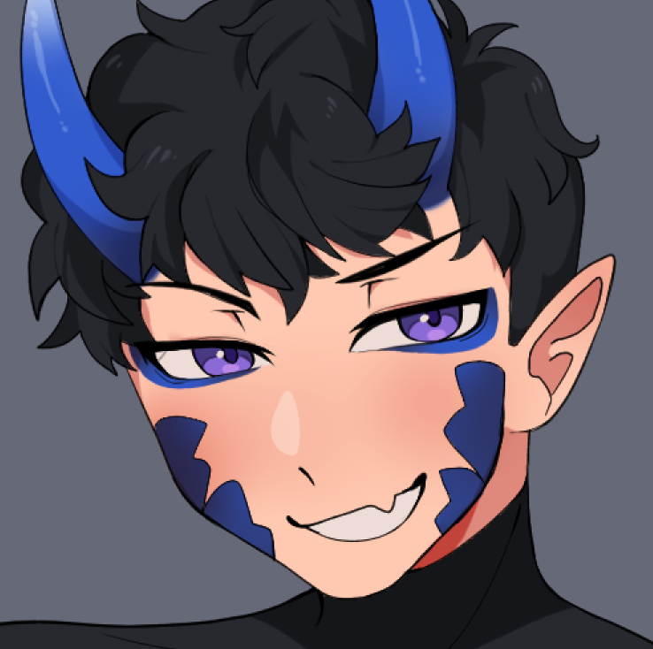 blue horn humanoid icon male oniiyanna purple_eyes solo