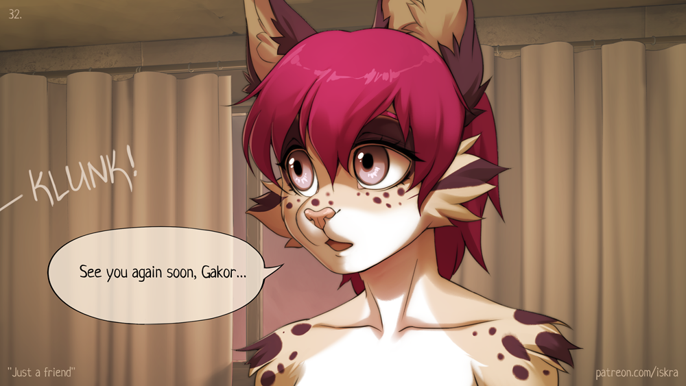 anthro cheek_tuft collaboration curtains deymos english_text facial_tuft felid feline female inside iskra kordi lynx mammal nude open_mouth pink_nose solo sound_effects speech_bubble text tuft url