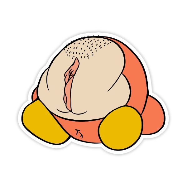 anonymous_artist anus female genitals kirby_(series) meme nintendo not_furry orange_body pubes pussy shitpost simple_background sitting solo video_games waddle_dee waddling_head white_background