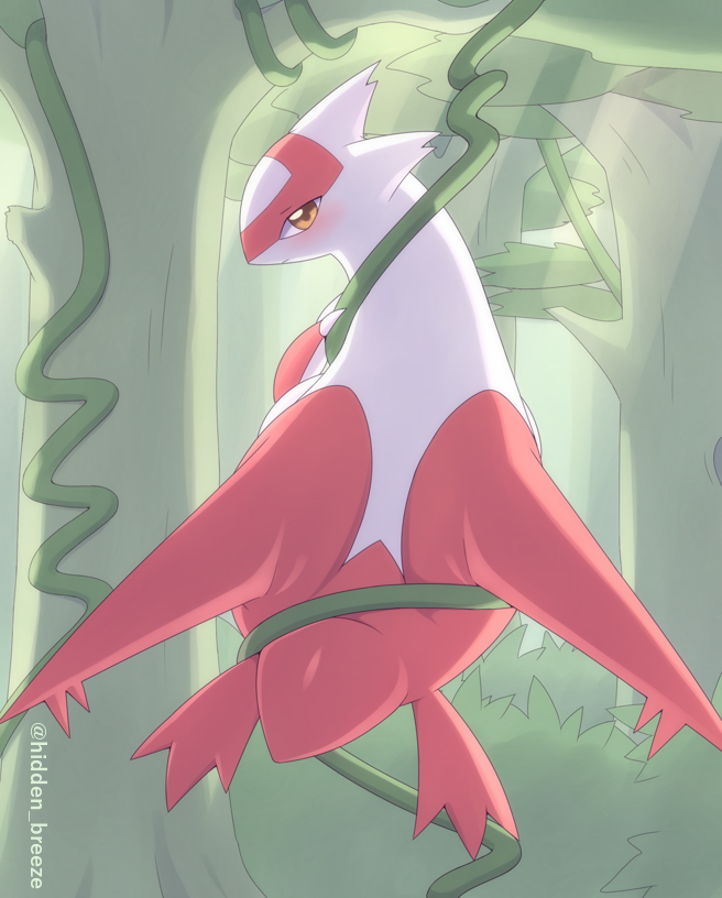 2022 ambiguous_gender artist_name biped blush claws day detailed_background digital_media_(artwork) entangled facial_markings feral finger_claws forest grass head_markings kajinchu latias legendary_pok&eacute;mon light light_beam looking_at_viewer looking_back markings multicolored_body nintendo outside plant pok&eacute;mon pok&eacute;mon_(species) red_body scalie shaded sharp_claws simple_shading solo sunbeam sunlight tree two_tone_body video_games vines white_body white_claws wings yellow_eyes