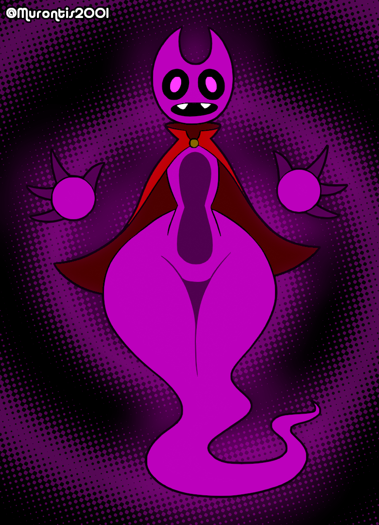 abstract_background black_sclera cape clothing disembodied_hand fangs ghost giastimelo male murontis2001 phantom solo spiral_background spirit thick_thighs wide_hips