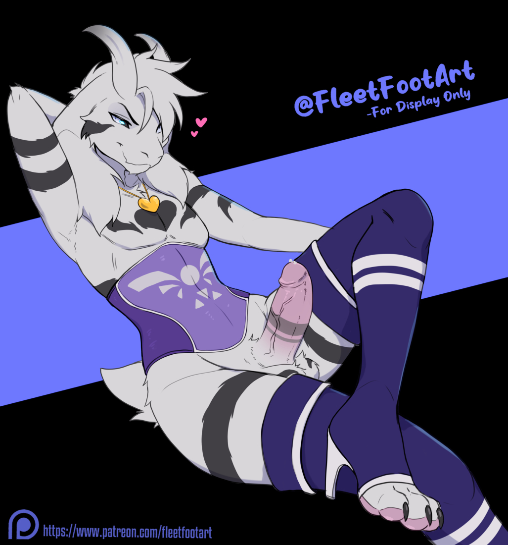 anthro asriel_dreemurr asriel_dreemurr_(god_form) bedroom_eyes bodily_fluids boss_monster_(undertale) bovid caprine claws clothing corset erection fleet-foot fur genital_fluids genitals goat hand_behind_head horn humanoid_genitalia humanoid_penis lingerie long_ears looking_at_viewer male mammal narrowed_eyes penis precum seductive solo toe_claws toeless_legwear toeless_stockings topwear undertale undertale_(series) white_body white_fur