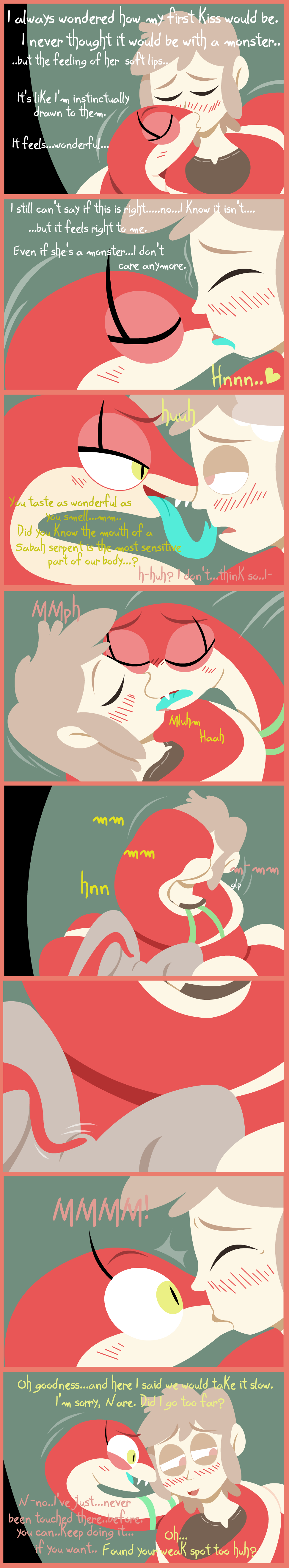 absurd_res barrel bestiality blush coiling comic deep_kiss duo english_text female feral hi_res human human_on_feral interspecies kissing long_image male male/female mammal monster reptile scalie shane_frost snake tall_image text