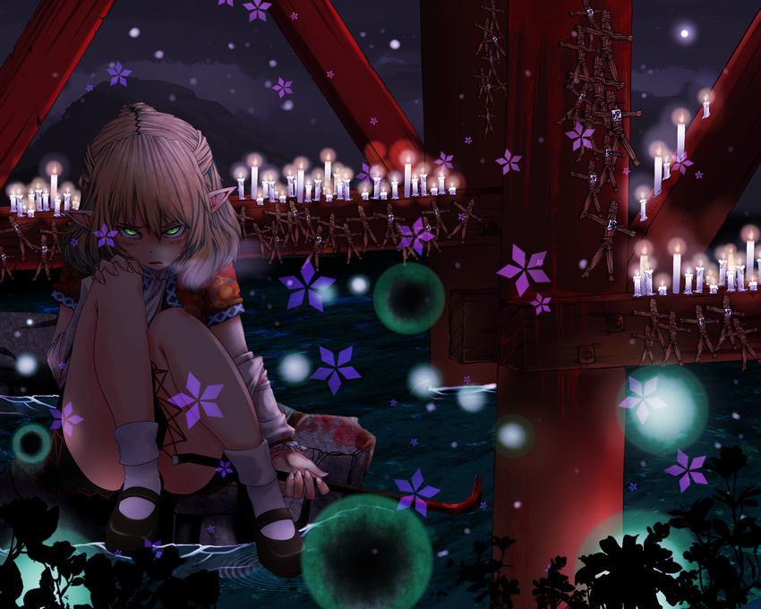 bad_id bad_pixiv_id blonde_hair candle crowbar highres kumonji_aruto mary_janes mizuhashi_parsee pointy_ears shoes short_hair solo touhou