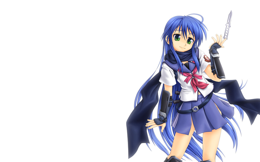 angel_beats! blue_hair cosplay green_eyes izumi_konata long_hair lucky_star seifuku shiina tatsuyoshi_(t.y.ws) white