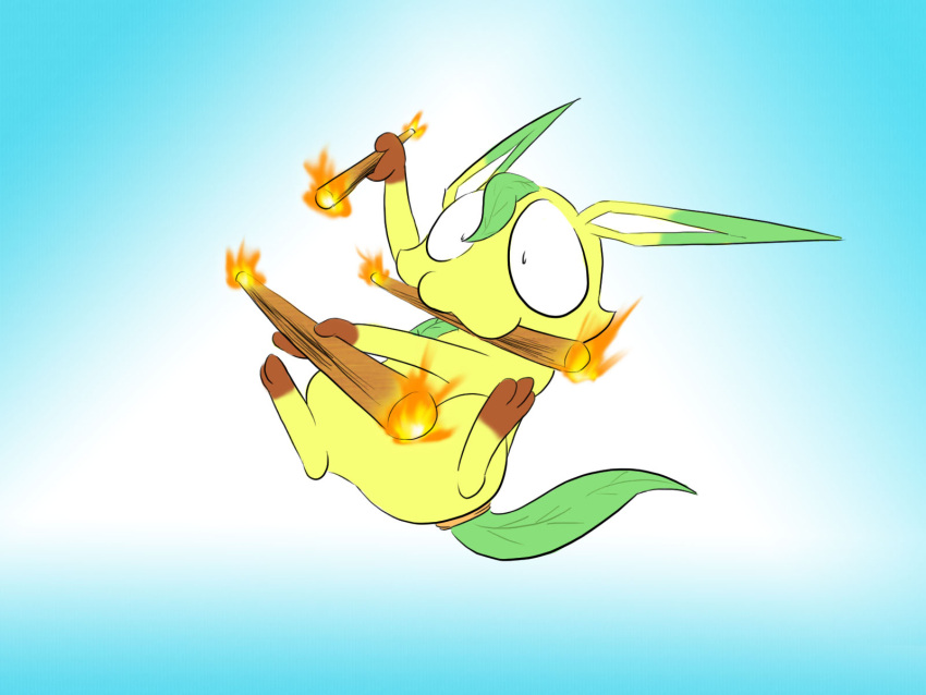 eeveelution fifybear fire fire_dancer fire_dancing fire_performance game_freak generation_4_pokemon hi_res leaf leaf_hair leaf_tail leafeon male nintendo performance_art plant plant_hair pokemon pokemon_(species) pseudo_hair solo tail