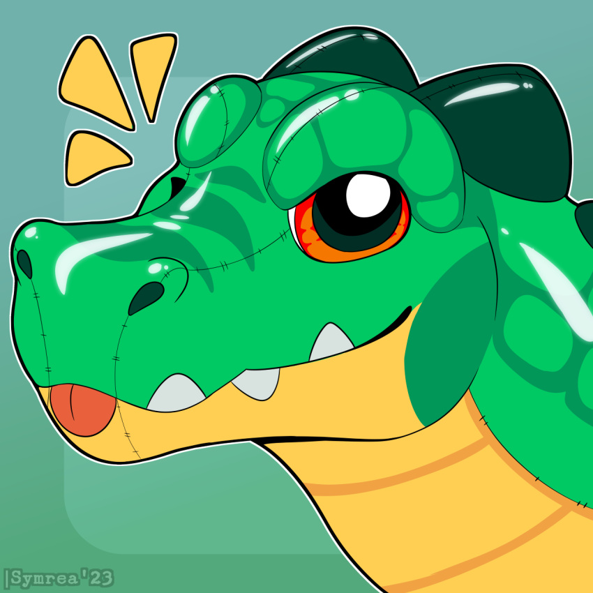 animate_inanimate crocodile crocodilian crocodylid green_body hi_res inflatable living_inflatable orange_eyes pool_toy reptile scalie symrea