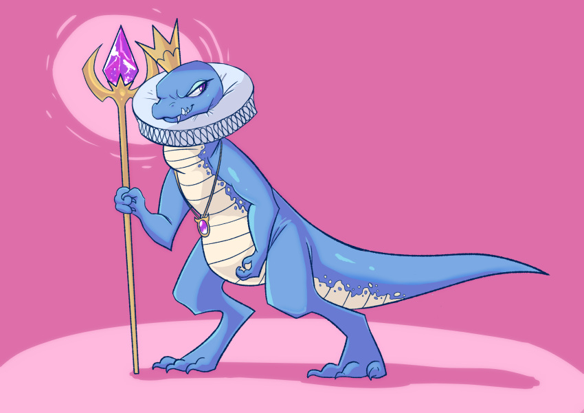activision blue_body clothing crown dinosaur female feral headgear hi_res jewelry lizard magic_staff necklace reptile ruff_(clothing) scalie simple_background slunberparty solo sorceress_(spyro) spyro_the_dragon tail