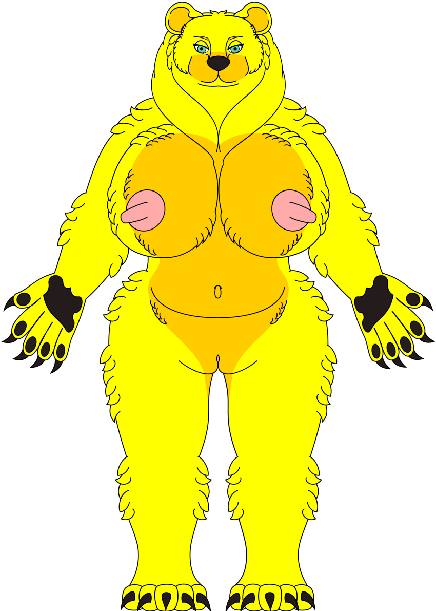 2022 absurd_res alternate_species anthro big_breasts big_nipples breasts claws clitoris crossgender female five_nights_at_freddy's fredbear_(fnaf) fur furrification genitals hi_res looking_at_viewer mammal model_sheet mtf_crossgender multicolored_body multicolored_fur nipples pawpads pussy scottgames sharp_claws solo two_tone_body two_tone_fur ursid ursine video_games yellow_body yellow_fur
