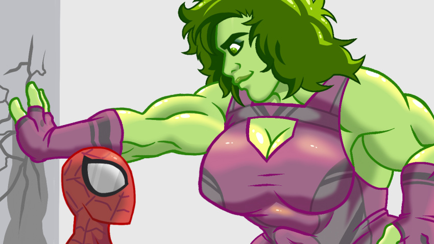 16:9 animated big_breasts breasts clothing death_by_snu_snu duo female gloves green_body green_eyes green_hair green_skin hair handwear huge_breasts human humanoid imminent_sex larger_female lenses male male/female mammal marvel muscular muscular_female muscular_male papriko purple_clothing red_clothing she-hulk simple_background size_difference smaller_male spider-man_(character) spider-man_(series) spider-man_suit tight_clothing wall_(structure) wide_hips widescreen