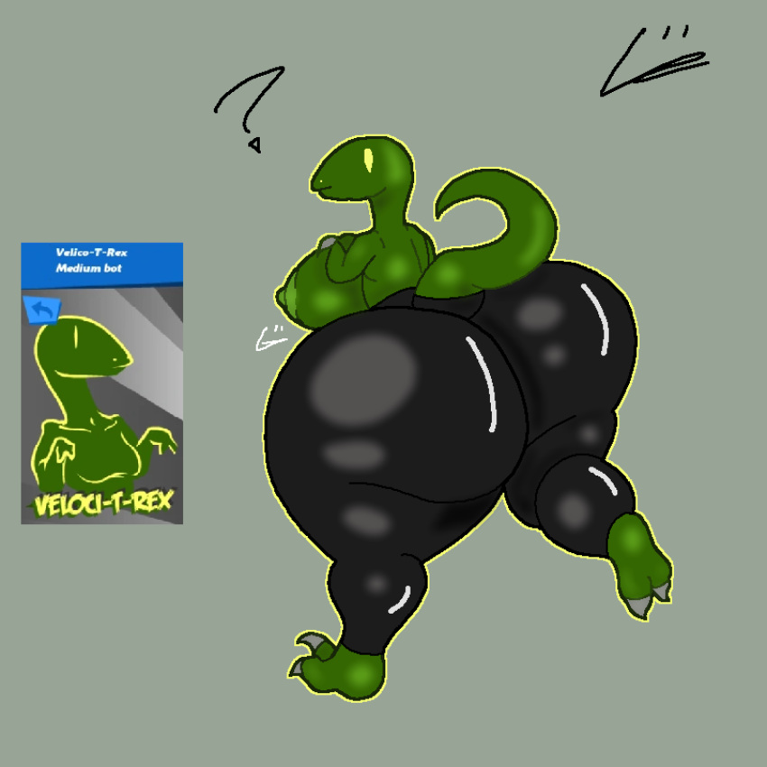 anthro big_breasts big_butt big_tail bottomwear breasts butt claws clothing dinosaur dromaeosaurid female hi_res looking_at_viewer looking_back pants reptile running scalie solo speedrunners symbol theropod veloci-t-rex_(speedrunners) velociraptor video_games voidbeerfloat yoga_pants