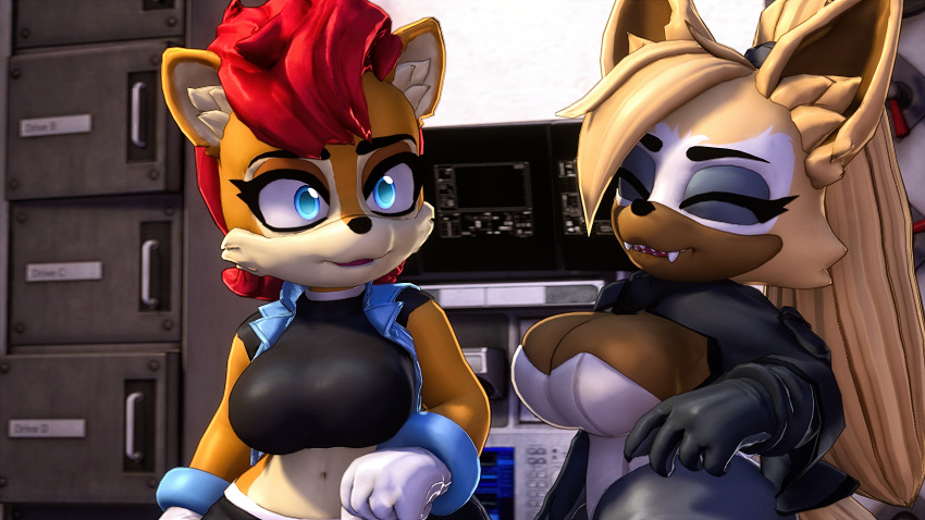 16:9 3d_(artwork) 4k absurd_res archie_comics big_breasts blue_eyes brandi breasts brown_body brown_fur canid canine canis clothed clothing digital_media_(artwork) duo eyes_closed female fur ground_squirrel hair hi_res huge_filesize idw_publishing mammal red_hair rodent sally_acorn sciurid sega sonic_the_hedgehog_(archie) sonic_the_hedgehog_(comics) sonic_the_hedgehog_(idw) sonic_the_hedgehog_(series) source_filmmaker video_games whisper_the_wolf widescreen wolf