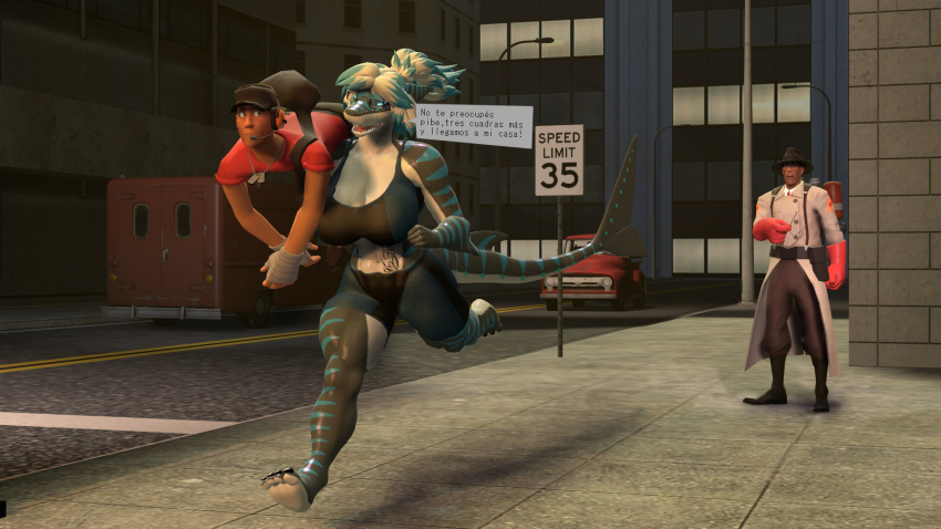 16:9 3d_(artwork) anthro big_breasts big_butt breasts butt clothed clothing digital_media_(artwork) english_text female fish group hat headgear headwear hi_res holding_object human humanoid male male/female mammal marine medic_(team_fortress_2) muscular muscular_anthro muscular_female nika_sharkeh photolol.03 running scout_(team_fortress_2) shark source_filmmaker team_fortress_2 text thick_thighs trash trio valve video_games wide_hips widescreen