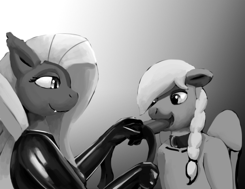 anthro bat_pony braided_hair clothing cock_gag collar dominant dominant_female duo equid equine fangs female gag hair looking_at_another male male/female mammal my_little_pony oral oral_penetration pegasus penetration rubber rubber_clothing rubber_suit submissive submissive_male violet_seren warskunk_(artist) windswept_skies_(oc) wings