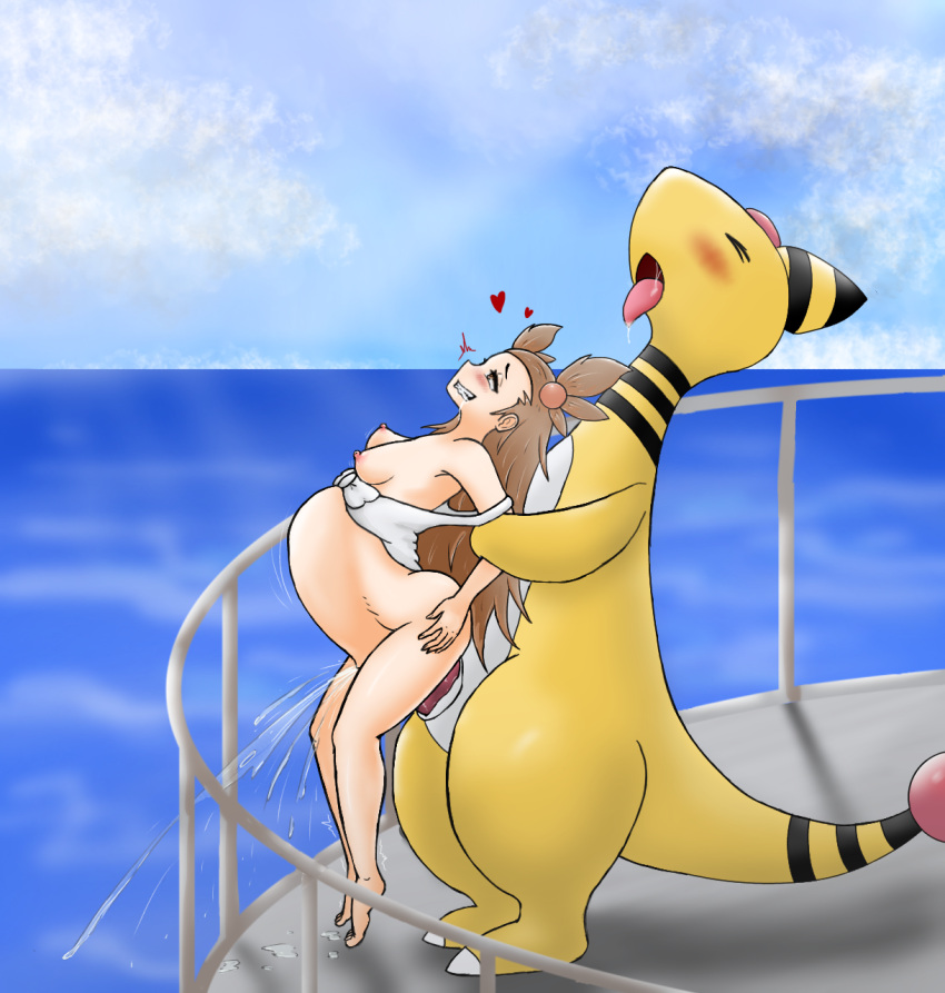 &lt;3 2021 abdominal_bulge ahegao ambiguous_penetration ampharos anthro balcony blush bodily_fluids breasts brown_eyes brown_hair clenched_teeth detailed_background drooling duo ejaculation female genital_fluids grabbing_arms gym_leader hair half-closed_eyes hi_res human interspecies jasmine_(pok&eacute;mon) looking_pleasured male male/female mammal narrowed_eyes nintendo nipples nude penetration pok&eacute;mon pok&eacute;mon_(species) pok&eacute;philia pussy_ejaculation pussy_juice saeko_art saliva sex size_difference small_breasts standing standing_sex suspended_by_penis teeth tongue tongue_out video_games yellow_body young