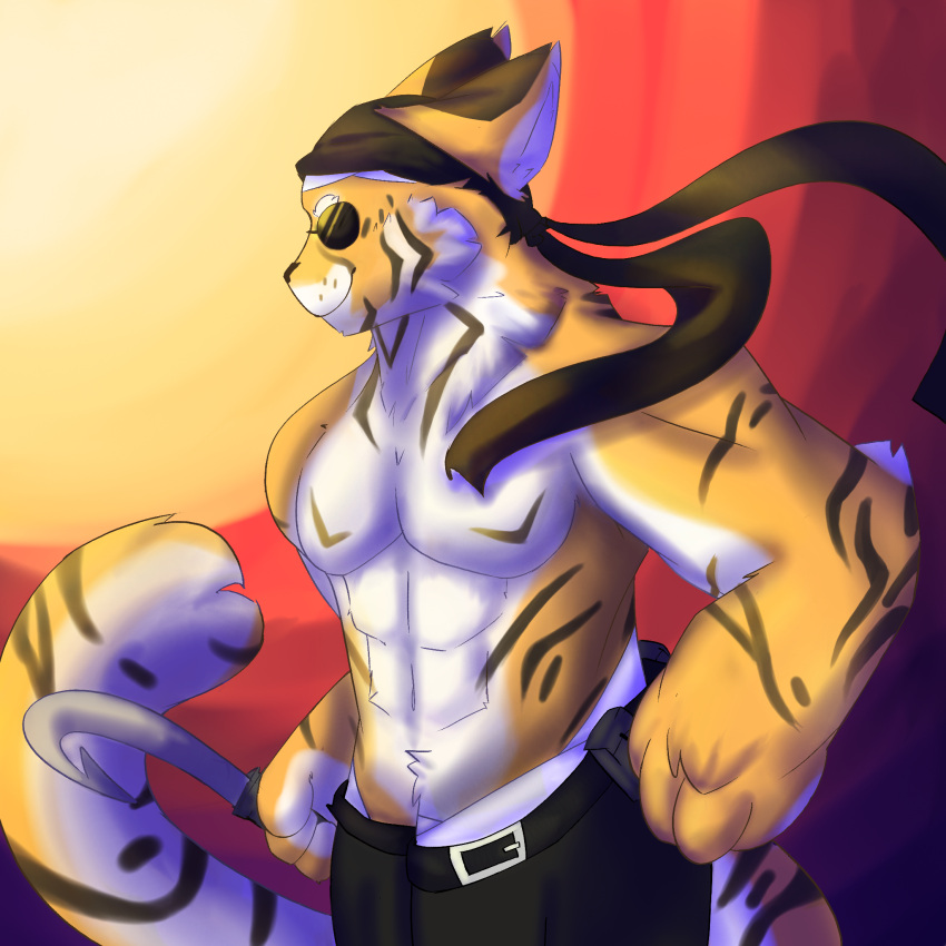 anthro felid hi_res madness_combat_(series) male mammal muscular pantherine sanford_(madness_combat) solo tiger