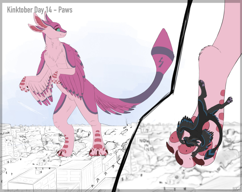 avali city_crushing comparing crush destroyed_building destruction duo foot_crush hi_res kinktober macro male male/male micro micro_on_macro on_paw pawpads paws samuelwolfo size_difference solo_focus zgrate