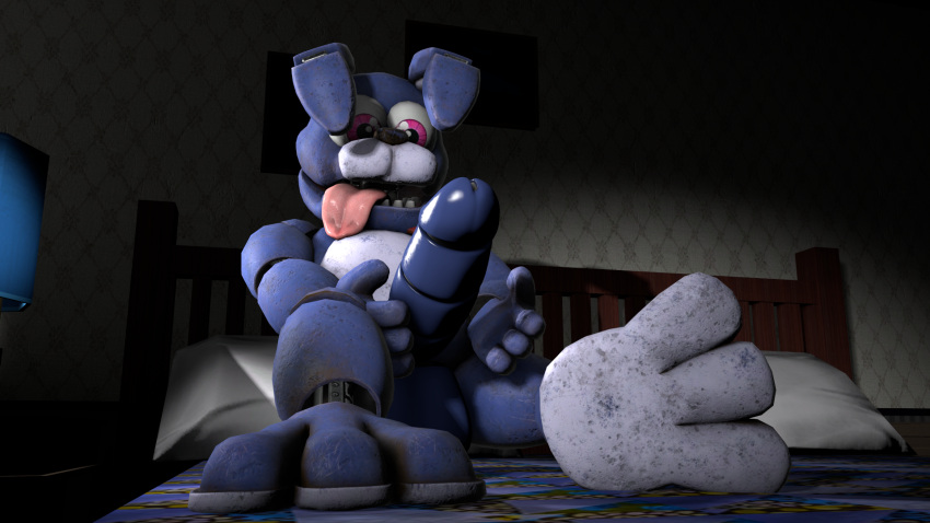 3_toes balls bed bedroom big_balls big_penis bonnie_the_bunny feet five_nights_at_freddy's fnaf_porn furniture genitals hi_res on_bed paws penis scottgames sitting sitting_on_bed surprise toes tongue tongue_out video_games