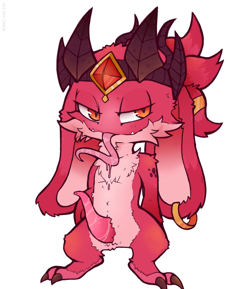 anthro erection fish fizz_(lol) genitals hi_res league_of_legends long_tongue male male/male marine nude penis riot_games smol_lewd_fish solo tagme tongue video_games yordle