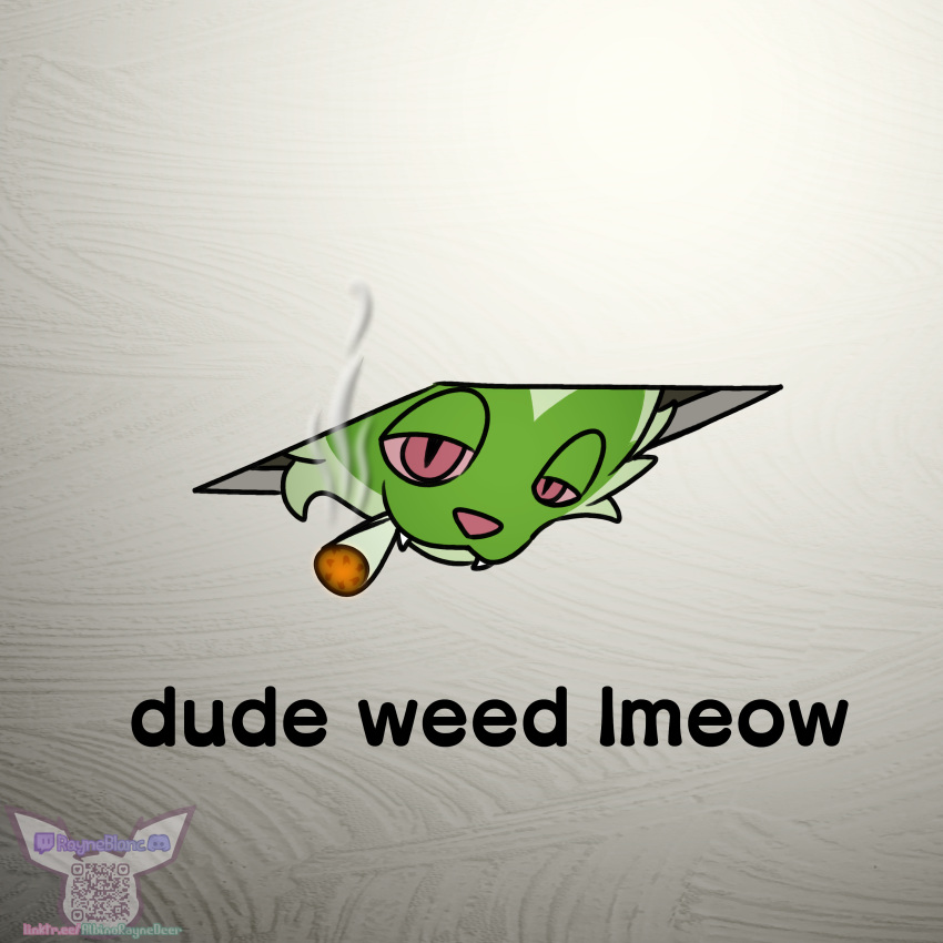 absurd_res albinoraynedeer ceiling_cat drugs hi_res marijuana meme nintendo pok&eacute;mon pok&eacute;mon_(species) smoking sprigatito substance_intoxication video_games