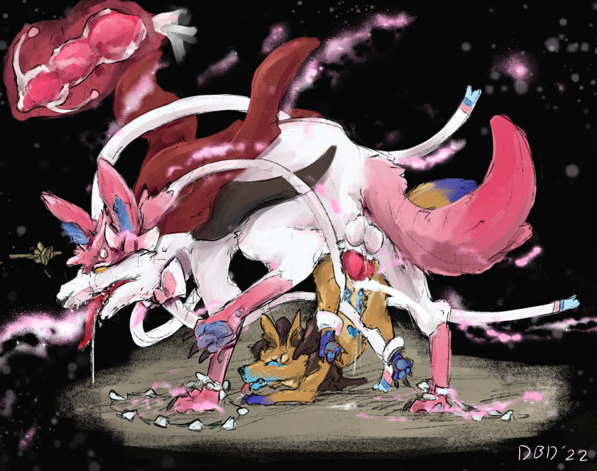 bodily_fluids canid canine cervical_penetration cum cum_inside diamondbackdrake digital_drawing_(artwork) digital_media_(artwork) duo eevee eeveelution female feral fox genital_fluids hi_res internal knot knotting leaking_cum male male/female mammal nintendo penetration pok&eacute;mon pok&eacute;mon_(species) size_difference sylveon vaginal vaginal_penetration video_games watermark womb_penetration