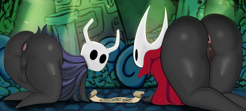 absurd_res animal_humanoid anus arthropod arthropod_humanoid balls bent_over big_butt butt detailed_background duo female genitals hi_res hollow_knight horn hornet_(hollow_knight) humanoid insect insect_humanoid looking_at_viewer looking_back looking_down male male/female map perineum presenting presenting_hindquarters presenting_pussy protagonist_(hollow_knight) pussy team_cherry thehonestrival thick_thighs video_games wide_hips