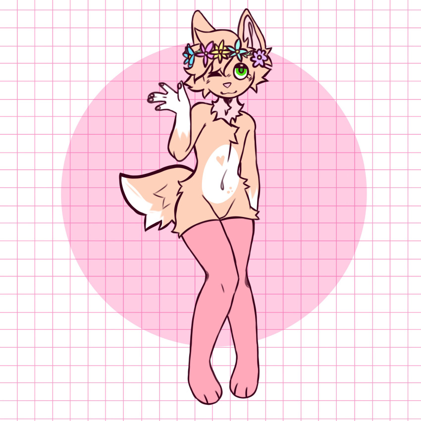 absurd_res anthro canid canine canis clothing domestic_dog flower flower_crown fluffy fur girly herding_dog hi_res jackithecorgi legwear male male/male mammal pastel pastoral_dog paws pink_body pink_fur plant softboy solo theghostiepal thigh_highs welsh_corgi