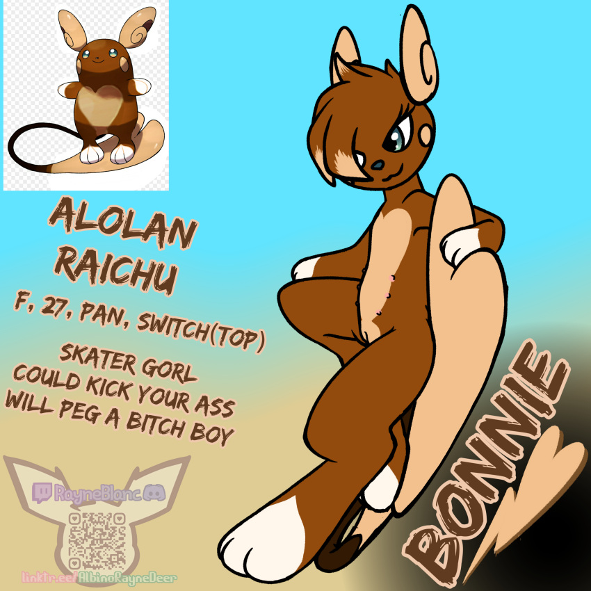 absurd_res albinoraynedeer alolan_raichu bangs bonnie_the_raichu female genitals hi_res nintendo nude pok&eacute;mon pok&eacute;mon_(species) pussy raichu regional_form_(pok&eacute;mon) shiny_pok&eacute;mon teats video_games