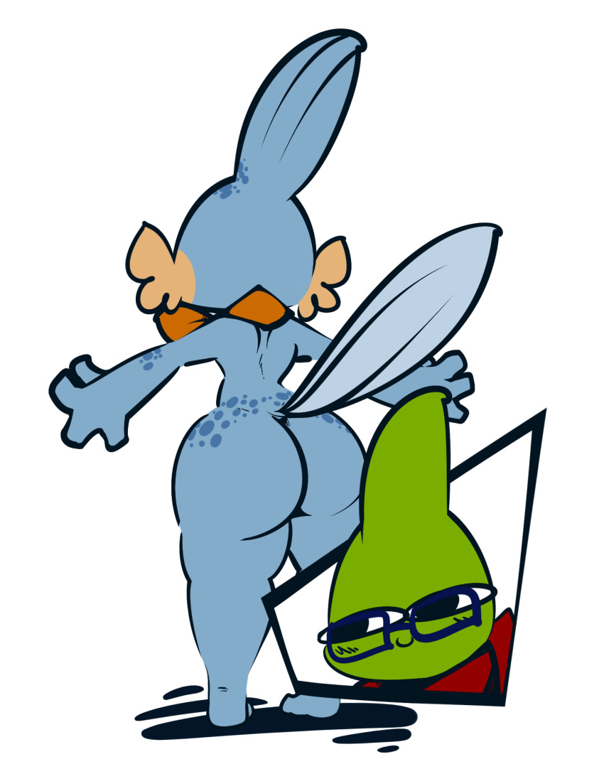 1-upclock 2022 4_fingers anthro bandanna big_butt black_eyes blue_body blue_scales blue_spots blush butt cheek_fins cutaway duo female fin fingers green_body green_scales head_fin hi_res jay_(1-upclock) kerchief larvitar mabel_(1-upclock) male marine mudkip nintendo orange_bandanna orange_cheeks orange_kerchief pok&eacute;mon pok&eacute;mon_(species) rear_view red_scarf scales scalie scarf simple_background smile smirk spots spotted_body spotted_scales spread_arms t-pose video_games white_background