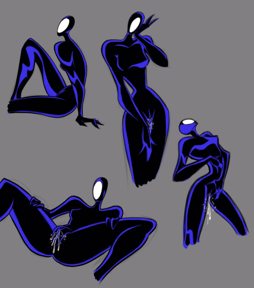 batman_(series) batman_beyond black_body bodily_fluids breasts dc_comics ejaculation fecharis female fingering fingering_self front_view genital_fluids genitals goo_creature goo_humanoid grey_background hand_on_face hi_res humanoid inque_(batman_beyond) mammal masturbation not_furry presenting presenting_pussy pussy pussy_ejaculation pussy_juice simple_background solo spread_legs spreading strangethings vaginal vaginal_fingering vaginal_masturbation