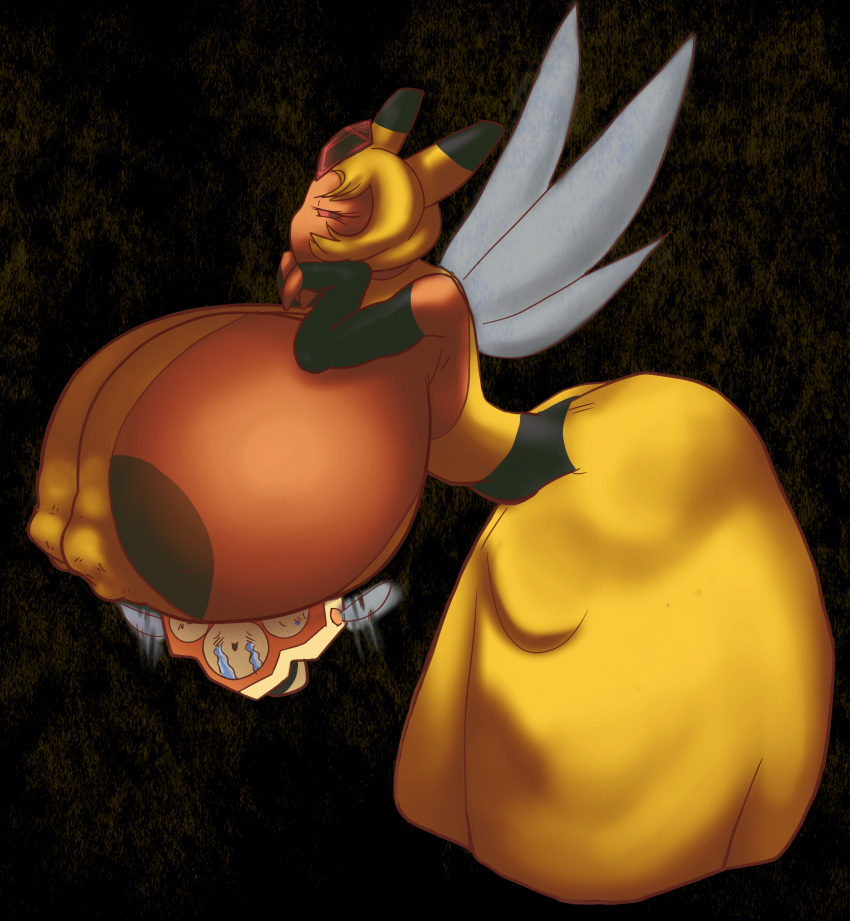 absurd_res anthro areola areola_slip armwear arthropod bee big_breasts blonde_hair breasts clothing combee duo elbow_gloves erect_nipples female feral gloves hair handwear hi_res huge_breasts humanoid hymenopteran hyper hyper_breasts insect leptail male nintendo nipple_outline nipples pok&eacute;mon pok&eacute;mon_(species) pok&eacute;morph red_eyes vespiquen video_games wings