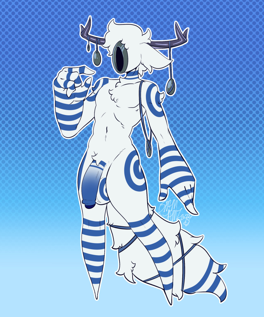 5:6 absurd_res anthro blue_stripes comm digital_media_(artwork) drawing fur hi_res stripes substar unknown_species white_body white_fur