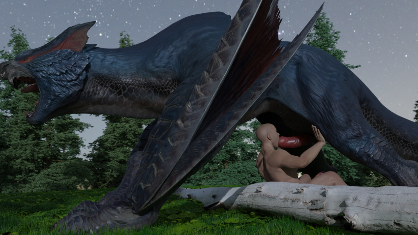 16:9 3d_(artwork) big_penis blender_(software) blender_cycles capcom digital_media_(artwork) dragon duo fellatio feral flying_wyvern genitals hi_res human integlol larger_feral larger_male male male/male mammal monster_hunter nargacuga open_mouth oral penile penis sex size_difference smaller_human smaller_male tongue video_games widescreen wyvern