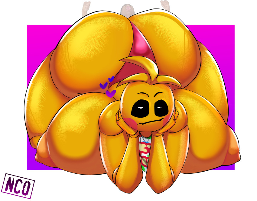 &lt;3 absurd_res animatronic anthro areola avian beakless bent_over bib big_breasts big_butt bird breasts brown_body brown_skin butt chicken clothing duo female five_nights_at_freddy's five_nights_at_freddy's_2 galliform gallus_(genus) hi_res huge_breasts huge_butt huge_thighs human hyper hyper_breasts hyper_butt looking_at_viewer low_tier_god lying machine male mammal nipples non-mammal_breasts on_front open_mouth panties phasianid robot scottgames solo_focus thick_thighs toy_chica_(fnaf) underwear video_games white_eyes yeehawt0wn yellow_body yellow_nipples