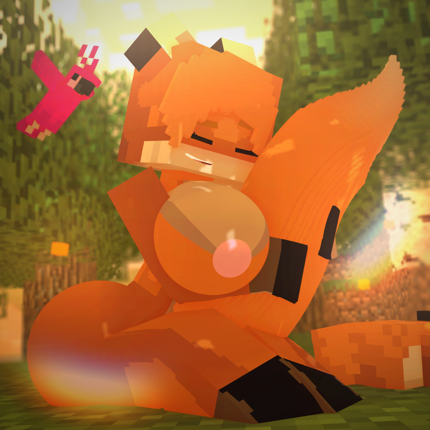 1:1 3d_(artwork) absurd_res anthro big_breasts big_butt big_tail breasts butt canid canine cuddling_tail cute_expression cuteskyler digital_media_(artwork) embrace female forest forest_background fox hi_res hug huge_breasts mammal microsoft minecraft mojang nature nature_background plant solo tail_hug tree video_games xbox_game_studios