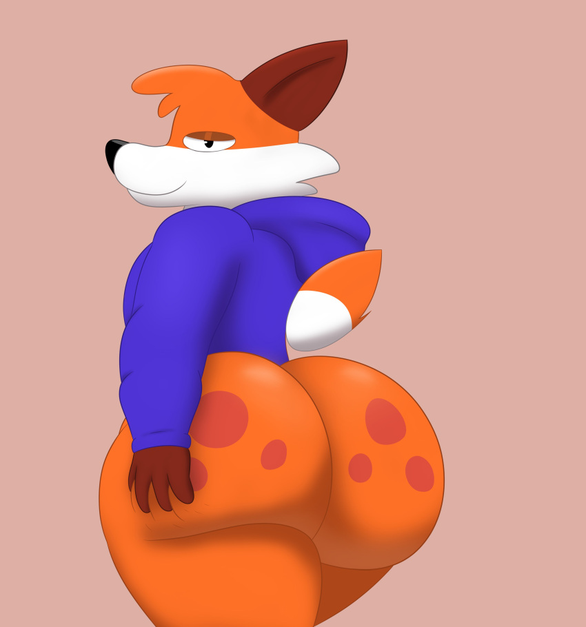 absurd_res anthro balls big_butt butt butt_grab canid canine colossalstars fox genitals hand_on_butt hi_res looking_at_viewer male mammal solo soups_(superiorfox)