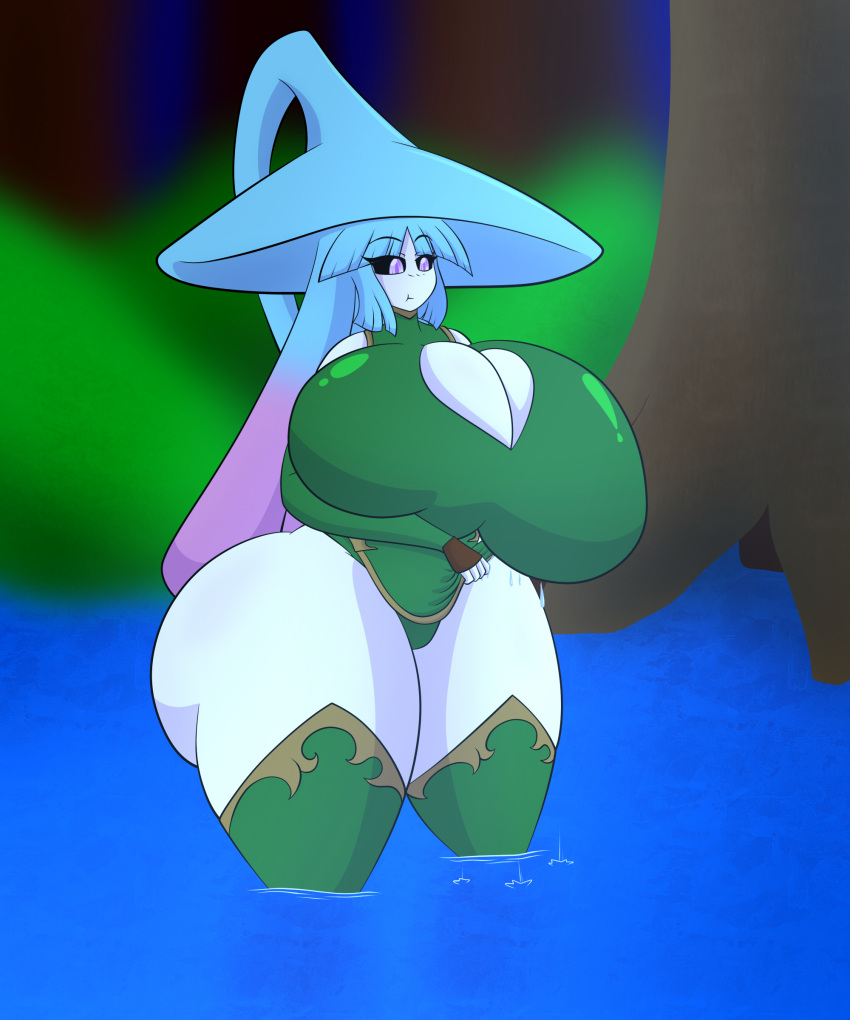 absurd_res big_breasts big_butt boots breasts butt cleavage_cutout clothing curvy_figure druid female footwear hatterene hi_res huge_breasts huge_butt humanoid hyper hyper_breasts legwear lucy_greenheart magic_user nintendo pok&eacute;mon pok&eacute;mon_(species) solo thick_thighs thigh_boots thigh_highs tribal_spellcaster ultrazeta120 video_games