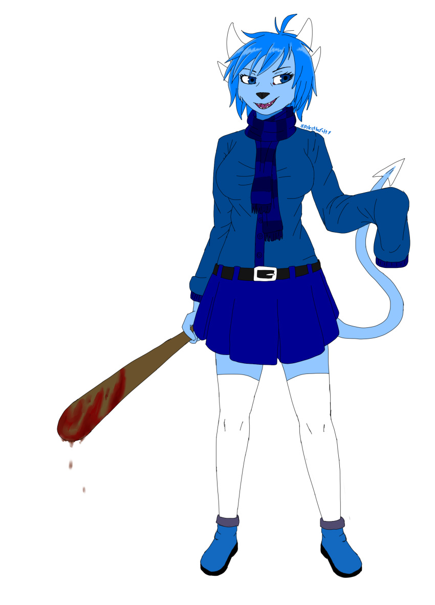 absurd_res blue_eyes blue_hair clubette demon female hair hi_res spike_the_furry