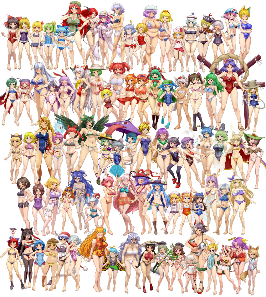 6+girls :3 :d :q absurdres aki_minoriko aki_shizuha alice_margatroid animal_ears animal_print backpack bag barefoot beads beret bikini bird_wings black_bikini black_footwear black_hair black_headwear black_swimsuit blonde_hair blue_bikini blue_bow blue_eyes blue_headwear bow bowl bowl_hat bracelet braid breasts brown_hair brown_headwear butterfly_wings cabbie_hat calico cat_ears cat_tail cirno cleavage closed_eyes closed_mouth coin cow_print curled_horns d.koutya daiyousei dango debt doremy_sweet dragon_tail earclip earmuffs earrings ebisu_eika eternity_larva eyewear_on_head fairy_wings fang flandre_scarlet flat_cap flat_chest floppy_ears flower food frog_hair_ornament front_ponytail fruit fujiwara_no_mokou full_body futatsuiwa_mamizou goutokuji_mike gradient_hair grapes green_bag green_bikini green_eyes green_hair green_headwear grey_bikini grey_hair hair_bobbles hair_bow hair_ornament hair_ribbon hair_rings hair_stick hakurei_reimu hat hat_ornament hata_no_kokoro headdress highres hijiri_byakuren himekaidou_hatate hinanawi_tenshi holding holding_food hong_meiling horns hoshiguma_yuugi houjuu_nue huge_breasts ibaraki_kasen ice ice_wings imaizumi_kagerou inaba_tewi inubashiri_momiji izayoi_sakuya jewelry junko_(touhou) kaenbyou_rin kagiyama_hina kaku_seiga kamishirasawa_keine kawashiro_nitori kazami_yuuka kicchou_yachie kirisame_marisa kishin_sagume koakuma kochiya_sanae komakusa_sannyo komeiji_koishi komeiji_satori konpaku_youmu kudamaki_tsukasa kurodani_yamame large_breasts letty_whiterock lily_white long_hair looking_at_viewer low_twintails luna_child lunasa_prismriver maribel_hearn medicine_melancholy medium_breasts merlin_prismriver midriff miyako_yoshika mizuhashi_parsee mob_cap moriya_suwako multicolored_hair multiple_girls mystia_lorelei nagae_iku navel nazrin needle nightcap nishida_satono on_head onbashira one-piece_swimsuit onozuka_komachi open_mouth orange_hair outstretched_arms patchouli_knowledge person_on_head pink_bikini pink_hair pink_headwear plaid plaid_bikini plump pointy_ears pointy_hair ponytail prayer_beads purple_bow purple_eyes purple_hair purple_headwear purple_swimsuit rabbit_ears red_bikini red_bow red_eyes red_hair red_horns red_ribbon red_swimsuit reisen_(touhou_bougetsushou) reisen_udongein_inaba reiuji_utsuho remilia_scarlet ribbon ringo_(touhou) rope round_eyewear rumia saigyouji_yuyuko sakata_nemuno seiran_(touhou) sekibanki shaded_face sharp_teeth shimenawa short_hair side_braid side_braids side_ponytail sidelocks simple_background single_braid single_wing small_breasts smile snake_hair_ornament soga_no_tojiko solid_circle_eyes star_(symbol) star_hat_ornament star_print star_sapphire striped striped_swimsuit sukuna_shinmyoumaru sunflower sunglasses sunny_milk sweatdrop swimsuit tail tan tanned_cirno tapir_tail tatara_kogasa tate_eboshi teeth teireida_mai third_eye tokin_hat tongue tongue_out toramaru_shou touhou toutetsu_yuuma toyosatomimi_no_miko triangular_headpiece twintails two-tone_bikini two_side_up usami_renko usami_sumireko ushizaki_urumi wagashi watatsuki_no_toyohime watatsuki_no_yorihime wavy_hair white_background white_bikini white_hair white_headwear white_wings wings wolf_ears wriggle_nightbug yakumo_yukari yasaka_kanako yatadera_narumi yellow_bikini yellow_eyes yellow_ribbon yorigami_jo'on yorigami_shion